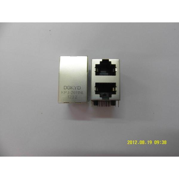 Gigabit ethernet stack dual port RJ45 connector with transformer for industial