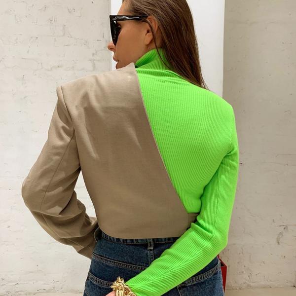 Oem Factory Manufacturer Custom Logo Solid Suit Jacket One-Shoulder Single Long-Sleeved Women Fancy coats