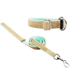 Nature Hemp Personalized Dog Collar Leash Set 100% Cotton Material