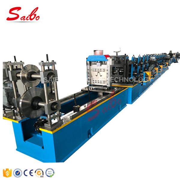 Top Hat Galvanized Sheet Material Roll Forming Machine With Post Cutting System