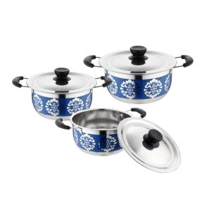 Buy cheap hot selling 6pcs cookware set with red color &16/18/20cm cooking pot &16cm/18cm/20cm cookware set in stainless steel from wholesalers