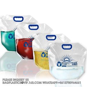 Buy cheap Clear Stand Up Plastic Packaging Bag With Handle Reusable Juice Liquid Nozzle Bag Portable Water Storage Bag from wholesalers