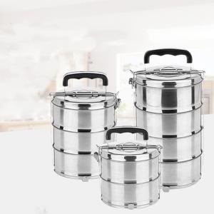 Stainless steel multifunctional lunch box with compartments and multiple layers