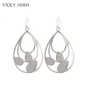 Buy cheap VICKY.HSIEH Rhodium Tone Triple Loop Leaf Drop Earrings from wholesalers