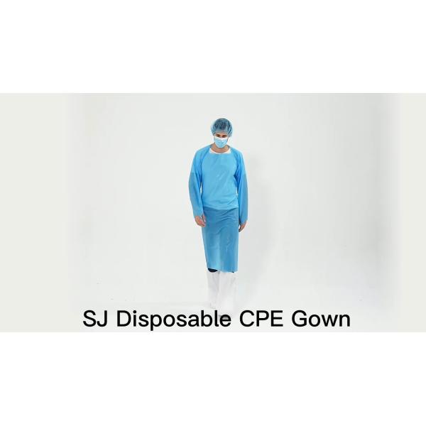 Quality S&J Disposable Isolation Gown Individual Wrapped Long Sleeve & Thumb Hole Unisex Liquid-Proof CPE Gown Disposable for sale
