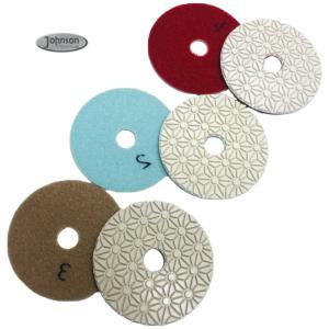 China 100mm 3 Step Diamond Granite Polishing Pads Various Grit on sale