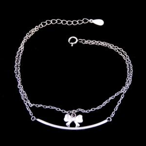 Buy cheap Double Chains Plain Silver Bracelet Bow Rosettle Butterfly 925 Silver from wholesalers
