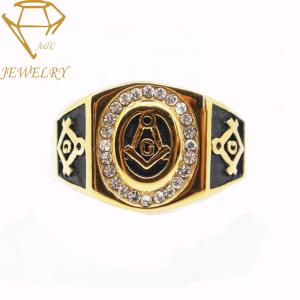 Buy cheap Deep Engraved 18K Gold Freemason Masonic Signet Ring product