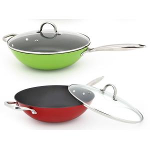 Buy cheap Enamel light cast iron wok from wholesalers
