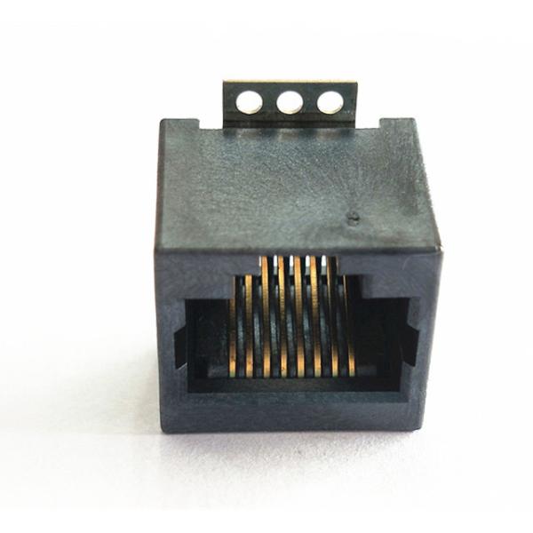 Quality Black PCB Modular Jack RJ45 Ethernet 8 Pins 8 Contacts High Temperature Plastic for sale
