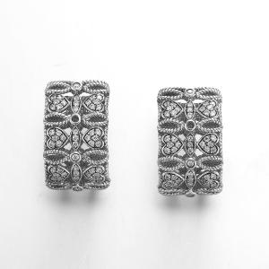 Buy cheap Knot And Heart Surrounded 925 Silver CZ Earrings White Gold Earrings product