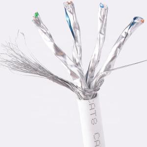 High Speed 22AWG 4pair Solid Bare Copper CCA CAT8 LAN Cable , Cat8 Ethernet Cord