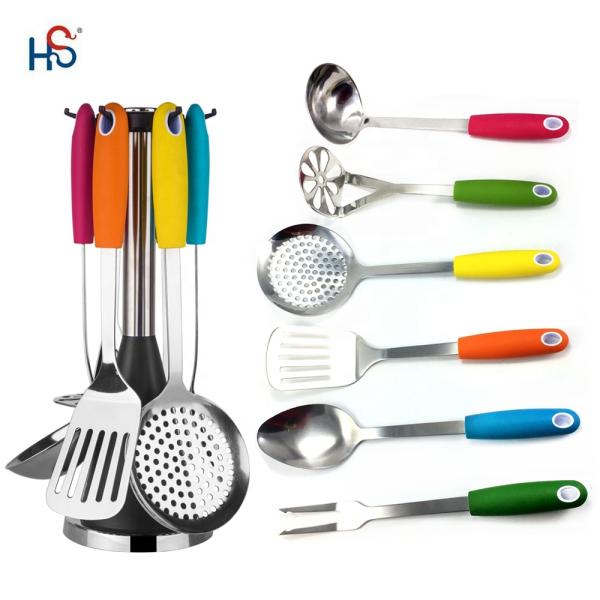 6-Piece Coloured Cookware Set for Classical Cooking Tools in Carousel Kitchen Utensils