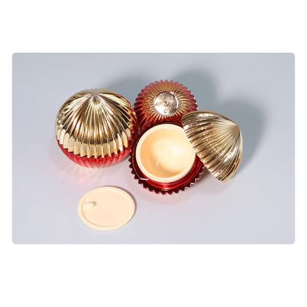 Red Gold Gradient Plastic Cosmetic Bottles 50g Cream Jar Sphere Shape Acrylic Collar Material