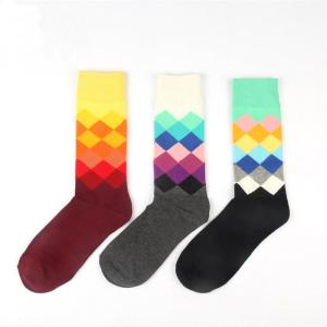 Buy cheap 2016 Newest colorful fancy rainbow design mid-calf length spring dress socks for men from wholesalers