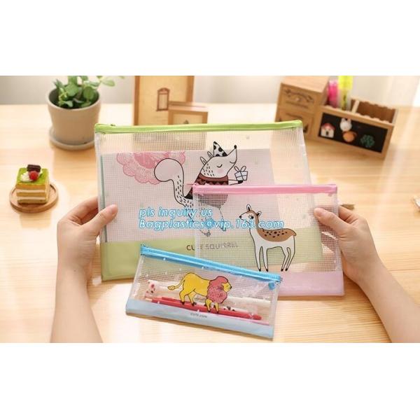 Quality Customize Mesh PVC Pencil Bag A4 Travel Passport Pouch, Plastic Zip lockk document file bag for sale