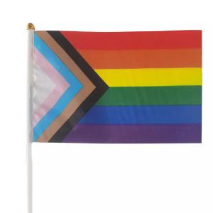 Buy cheap Printed Handheld Progress Pride Flag Waterproof LGBT Rainbow Flag from wholesalers