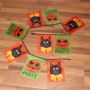 Buy cheap Hallowen Rectangle Flag Bunting Cat and Pumpkin from wholesalers