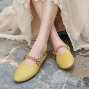 Buy cheap HZM019 Slippers, Women'S Literary Temperament, Flat-Bottomed, Versatile, Soft-Soled Sandals And Slippers, Leather Back E from wholesalers