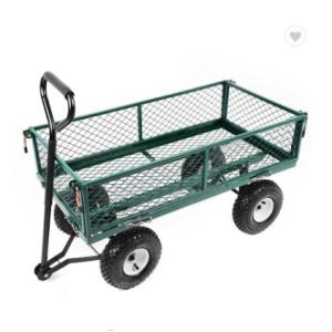 Portable Iron Garden Trolley Wagon Cart for Heavy Duty Yard Tasks Sturdy and