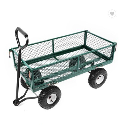 Portable Iron Garden Trolley Wagon Cart for Heavy Duty Yard Tasks Sturdy and