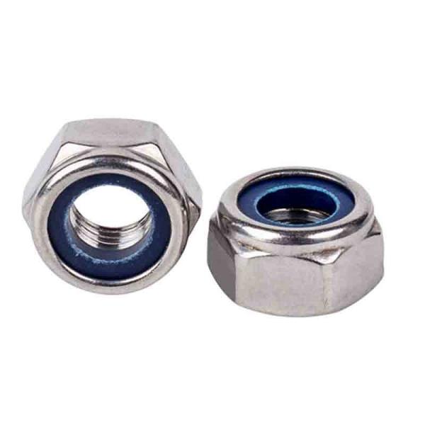 Size M6 304 Stainless Steel Hex Lock Nut Nylon Insert Hex Jam Nut
