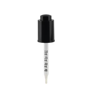 Buy cheap Matte Black Plastic Cosmetic Dropper 20/410 Press Type Glass Graduated Pipette product