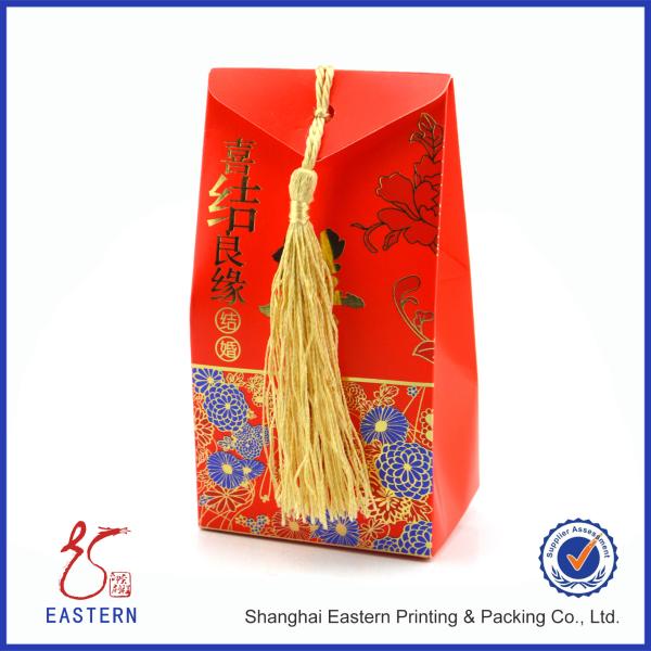Quality Beautiful China Red Color 50mm Width Wedding Gift Boxes With Tassel for sale