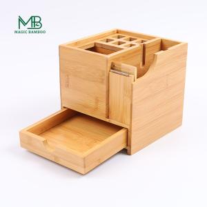 Buy cheap Bamboo Multifunctional Pen Holder With Drawer And Tape Cutter from wholesalers