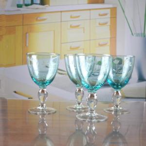 Buy cheap Vintage Scandinavian Style Engraved Turqoise Crystal Wine Glass , Clear Goblet Glasses from wholesalers