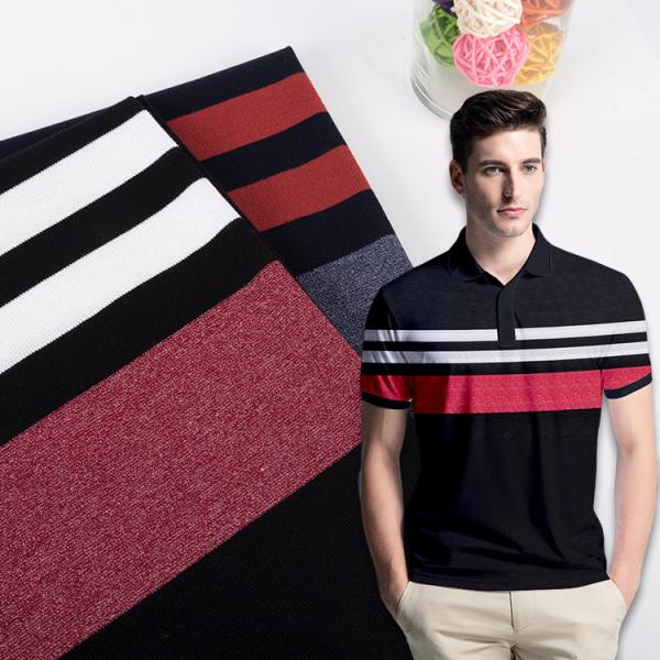 Quality Environmentally Friendly Sweat-Absorbenty Elastic Striped Knit Fabric For Polo Shirt for sale