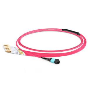 Buy cheap 1m (3ft) MTP Female to 4 LC UPC Duplex OM4 50/125 Multimode Fiber Breakout Cable, 8 Fibers, Type B, Elite, Plenum (OFNP), Aqua/Violet from wholesalers