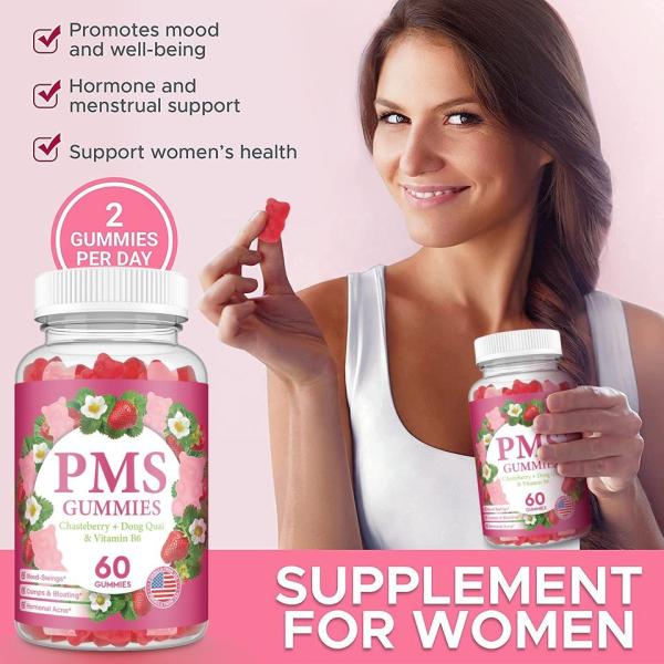 Wholesale Sugar Free Diindolylmethane Hormone Balance PMS Gummies for Relief Women's Menstrual Pain PMS Support Gummies
