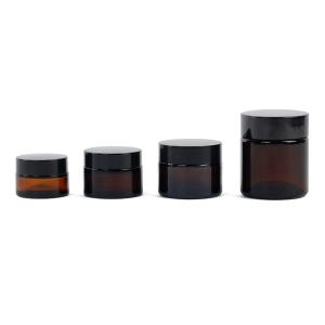 China Amber 15ml 50ml Glass Cosmetic Cream Jar With Screw Cap on sale