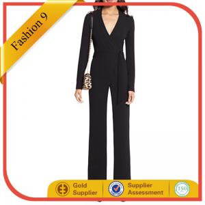 Buy cheap Long Sleeved Crepe Wrap Jumpsuit With V Neck product