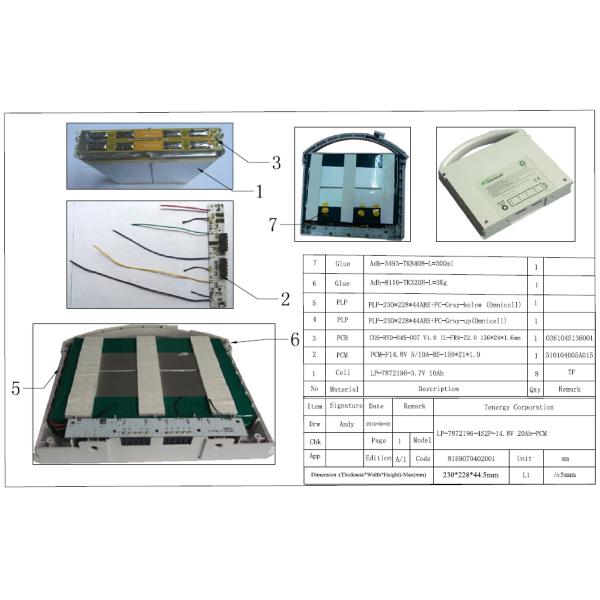 4S2P Li Polymer Battery Pack / Medical Device 14.8V 20Ah 2 Cell Lithium Polymer