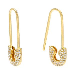 Buy cheap 925 Sterling Silver Paperclip Hoop Earrings with Pave Zircon and Safety Pin Design for Women product