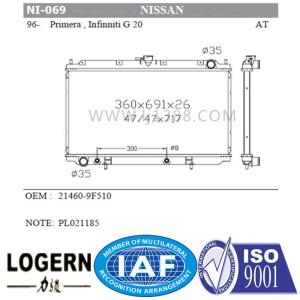 Buy cheap Compact Structure Alloy Car Radiators , 1994-1998 Nissan Primera Radiator from wholesalers