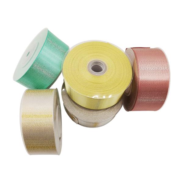 Personalized Gold Glitter Wired Branded Shiny Ribbon For Accessories