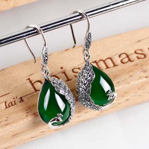 Buy cheap Thai Sterling Silver Green Chalcedony Drop Retro Earrings (E170619GREEN) from wholesalers