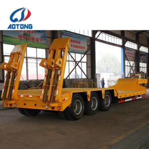 Buy cheap 3 Axle Lowbed Truck Low Bed Flatbed Semi Trailer for Transporting Cargo and Excavator from wholesalers