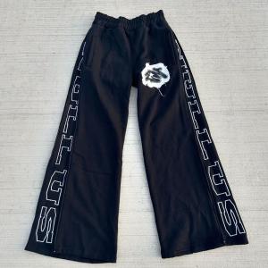 Buy cheap Custom Windbreaker Nylon Jogging Wide Leg Baggy Pants Men's Jogger Oversized Sweatpants Side Zipper Print Flare Sweat Pants Men from wholesalers