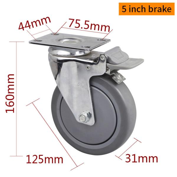 Buy cheap TPE Industrial Caster Wheels 5 Inch Casters With Brakes 5725P-57 from wholesalers