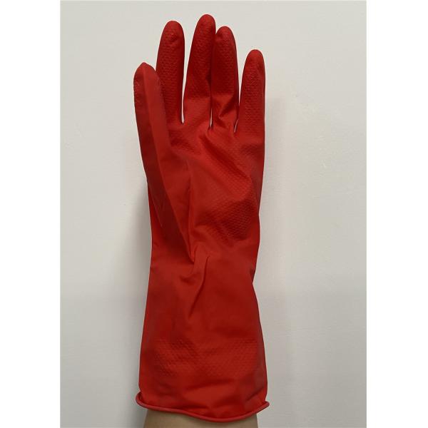 Quality Household Red M60g Flock Lined Latex Gloves For Cleaning for sale
