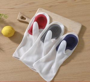 China Factory Wholesale Bpa Free  Kitchen Utensils Waterproof Silicone Scrubber For Washing Cleaning Dishes Household Gloves on sale