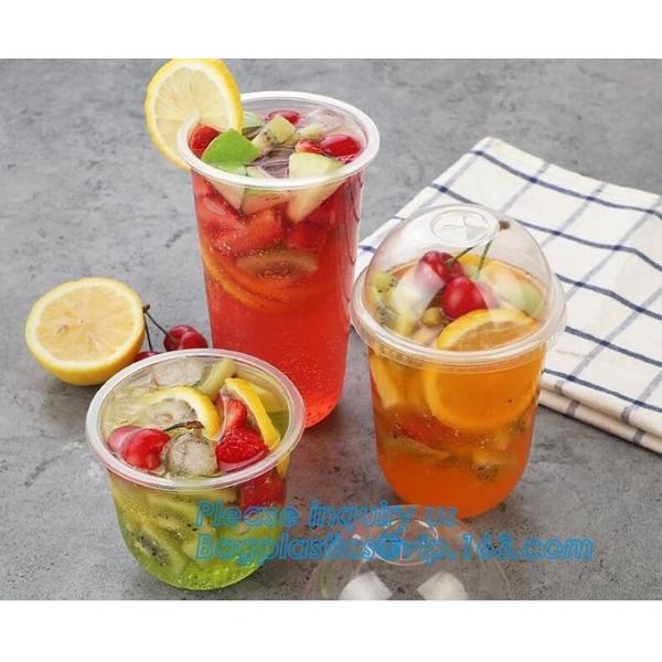 U Shaped Creative Disposable Plastic Cup Transparent Beverage Juice Coffee Tea Takeaway Packaging Cups With Lid 16