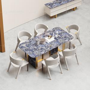 Buy cheap Modern 0.75CBM Luxury Marble Dining Table 86inchx40inchx30inch Plastic Bottoms from wholesalers