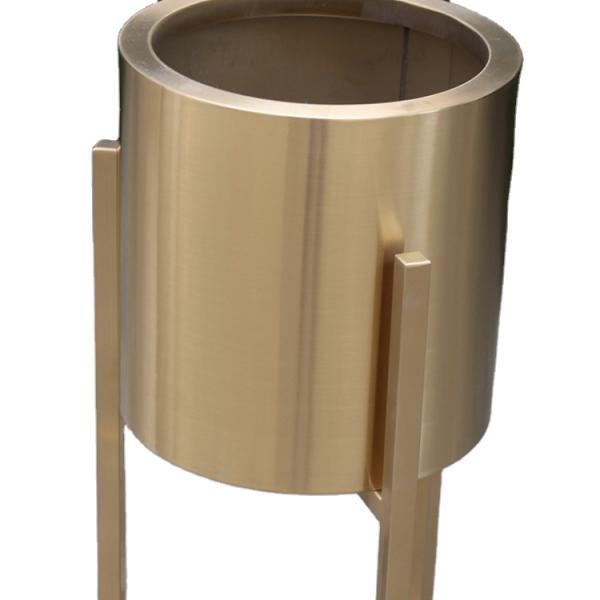Garden decor modern cylinder flower pots with metal stands