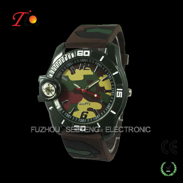 Buy cheap Military style green silicone compass camo watch for promotion from wholesalers