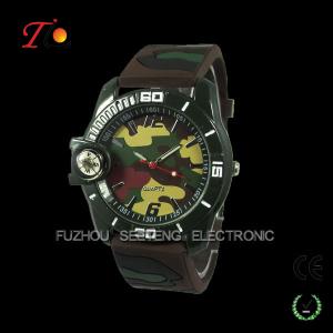 Buy cheap Military style green silicone compass camo watch for promotion from wholesalers